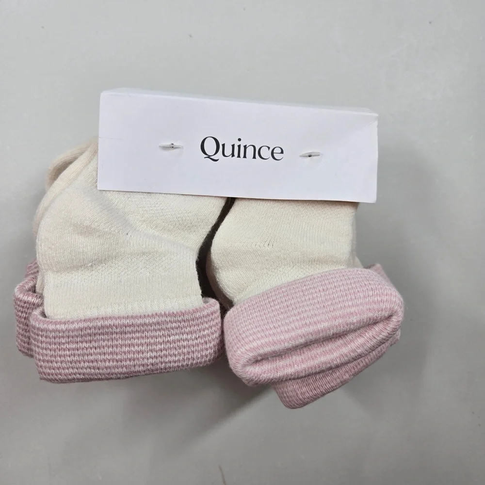 NWT QUINCE Pack Of 8 Organic Cotton Gripper Fold Over Socks 4627